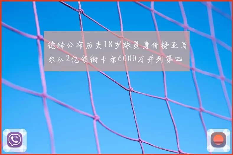 德转公布历史18岁球员身价榜亚马尔以2亿领衔卡尔6000万并列第四